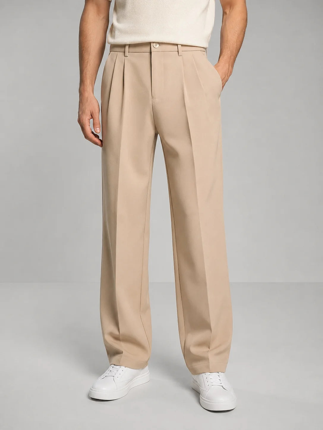 Men's Tailored Straight Leg Trousers – Smart Casual Fit
