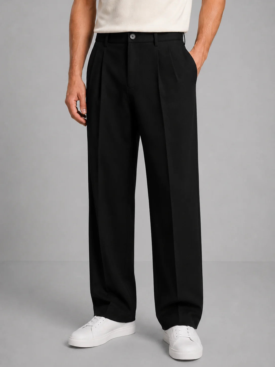 Men's Tailored Straight Leg Trousers – Smart Casual Fit