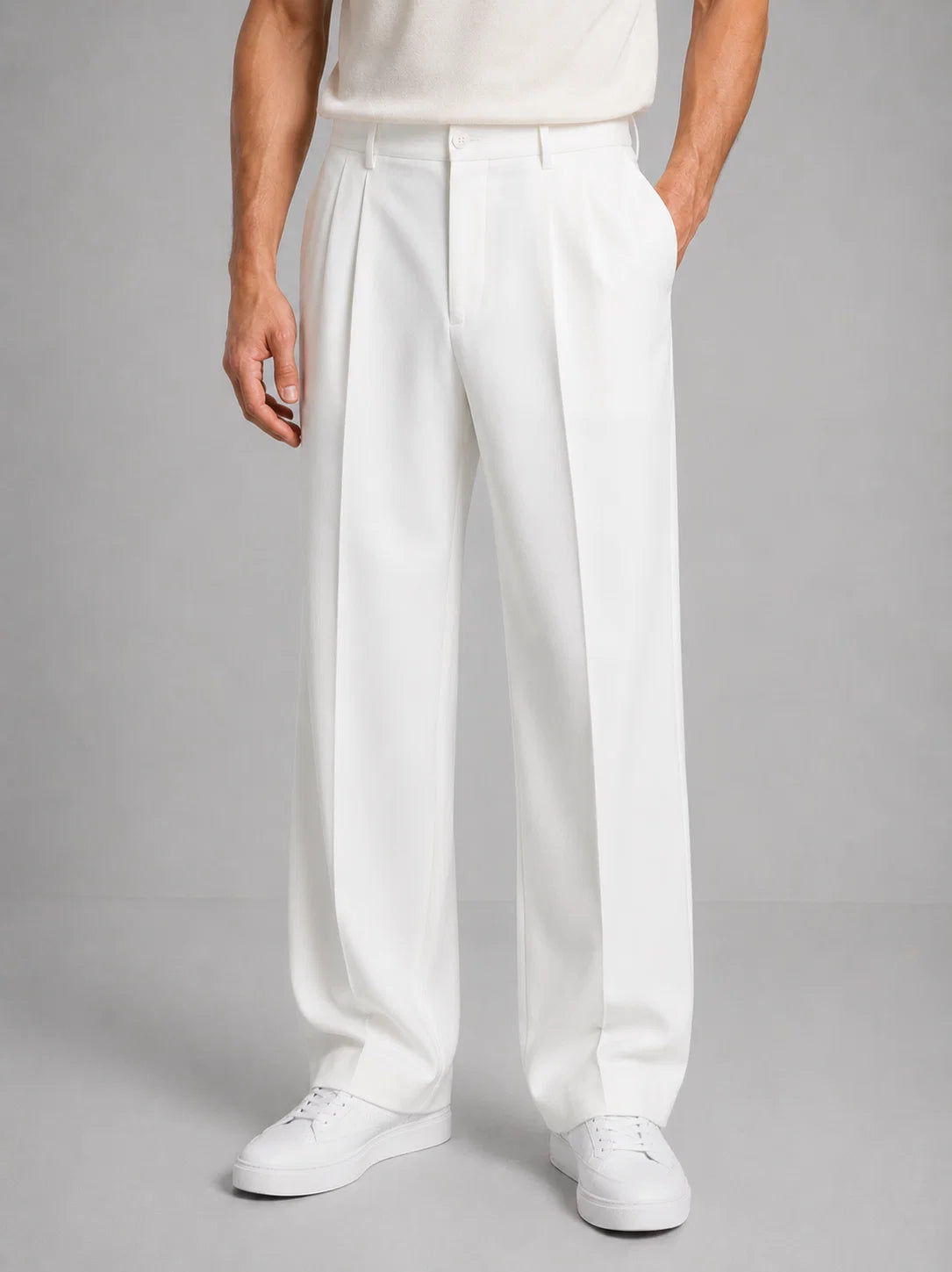 Men's Tailored Straight Leg Trousers – Smart Casual Fit